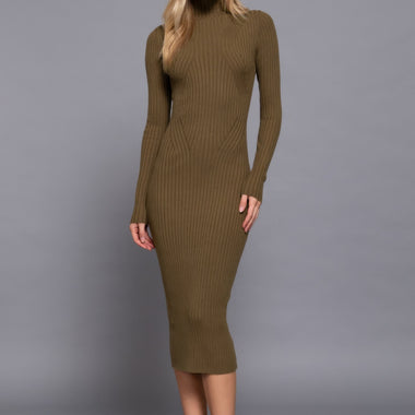 Long Sleeve High Neck Sweater Long Dress