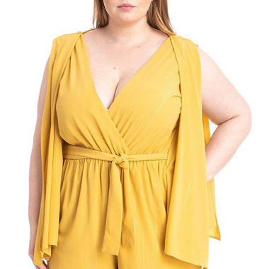 Shimmer Draped Open Sleeve Romper