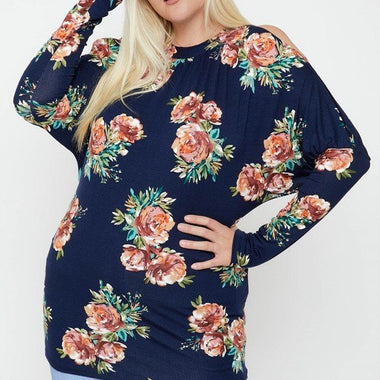 Jess | Flattering Cutout Details Floral Print Top