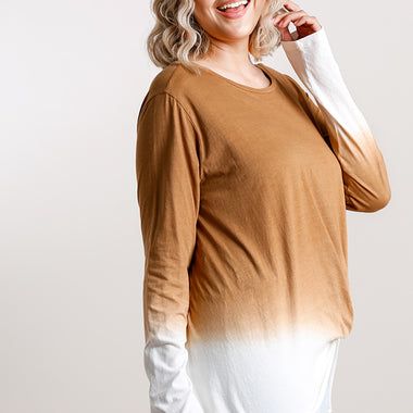 Plus Size Ombre Printed Long Sleeve Top