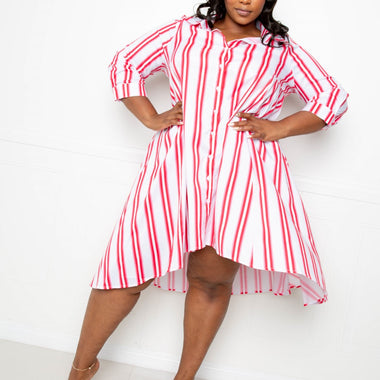 Plus Size Stripe Shirt Dress