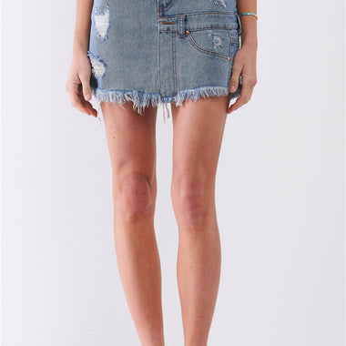Dea | Denim High-waist Asymmetrical Mini Skirt