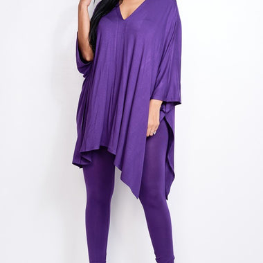 Dea | Solid Heavy Rayon Spandex Cape Top And And Leggings 2 Piece Set