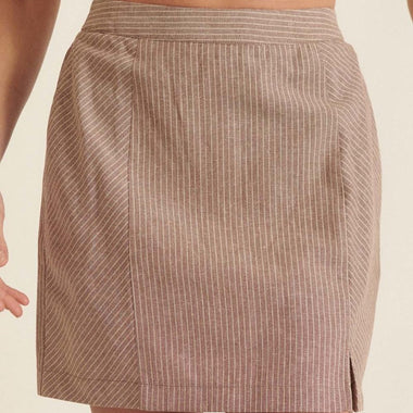 Monika | Banded Front Waist Pinstripe Mini Skirt