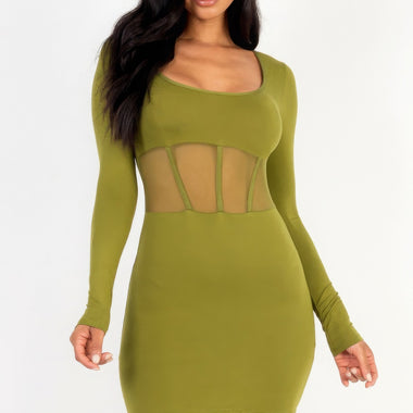 Erin | Square neck mesh corset mini dress