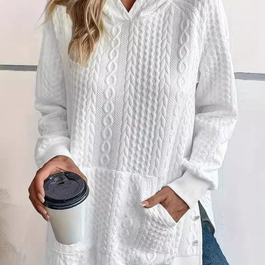 Plus Size Texture Long Sleeve Hoodie