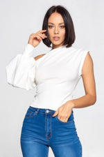 Stylish women's one-shoulder top from CCWHOLESALECLOTHING, featuring a sleeveless design and a chic, minimalist look.