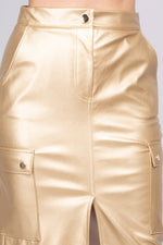 High-rise faux leather cargo skirt with pockets from CCWHOLESALECLOTHING