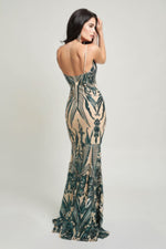 Spaghetti Strap Art Deco Sequins Maxi Dress