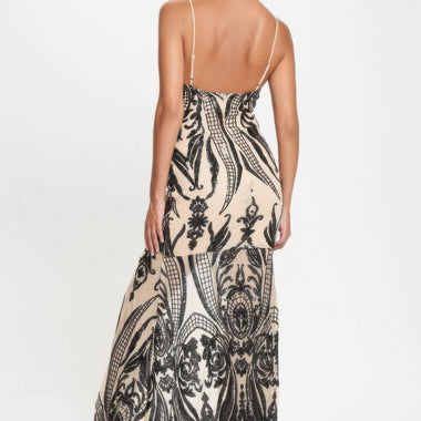 Spaghetti Strap Art Deco Sequins Maxi Dress