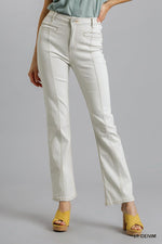 Paula | Panel Straight Cut Denim Jeans With Pockets