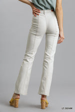 Paula | Panel Straight Cut Denim Jeans With Pockets