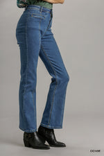 Paula | Panel Straight Cut Denim Jeans With Pockets