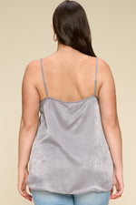 Lara | Solid Satin Sleeveless Cami Woven Tank Top