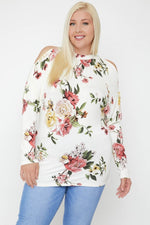 Jess | Flattering Cutout Details Floral Print Top