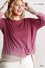 Plus Size Ombre Printed Long Sleeve Top