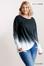 Plus Size Ombre Printed Long Sleeve Top