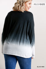 Plus Size Ombre Printed Long Sleeve Top