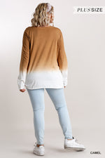 Plus Size Ombre Printed Long Sleeve Top