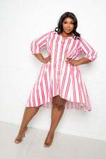 Plus Size Stripe Shirt Dress