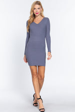 Dea | Long Slv V-neck Sweater Mini Dress