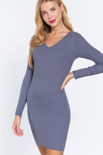 Dea | Long Slv V-neck Sweater Mini Dress