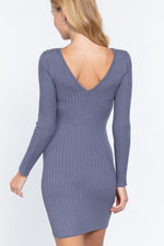 Dea | Long Slv V-neck Sweater Mini Dress