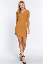 Dea | Long Slv V-neck Sweater Mini Dress