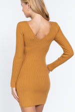 Dea | Long Slv V-neck Sweater Mini Dress