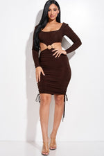 Jaclyn | Solid Long Sleeve Ruched Short Dress