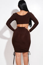 Jaclyn | Solid Long Sleeve Ruched Short Dress