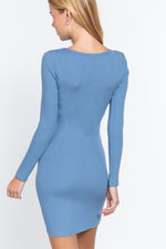 Dea | Long Slv V-neck Mini Rib Dress