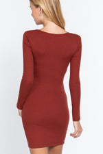 Dea | Long Slv V-neck Mini Rib Dress