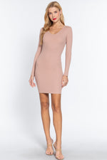 Dea | Long Slv V-neck Mini Rib Dress