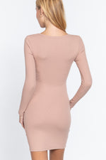 Dea | Long Slv V-neck Mini Rib Dress