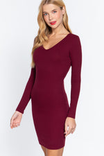 Dea | Long Slv V-neck Mini Rib Dress