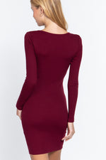 Dea | Long Slv V-neck Mini Rib Dress