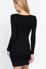 Dea | Long Slv V-neck Mini Rib Dress