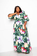 Plus Size Puff Sleeve Button Front Dress