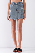 Dea | Denim High-waist Asymmetrical Mini Skirt