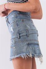 Dea | Denim High-waist Asymmetrical Mini Skirt