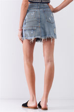 Dea | Denim High-waist Asymmetrical Mini Skirt