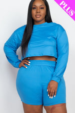 Jess | Plus Size Cozy Crop Top And Shorts Set