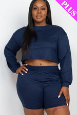 Jess | Plus Size Cozy Crop Top And Shorts Set