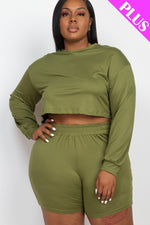 Jess | Plus Size Cozy Crop Top And Shorts Set