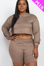 Jess | Plus Size Cozy Crop Top And Shorts Set