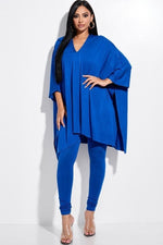 Dea | Solid Heavy Rayon Spandex Cape Top And And Leggings 2 Piece Set