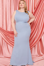 Ruffle Draped Tail Plus Size Maxi Dress