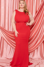 Ruffle Draped Tail Plus Size Maxi Dress