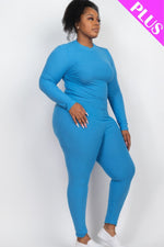 Lara | Plus Ribbed Mock Neck Long Sleeve Top & Leggings Set